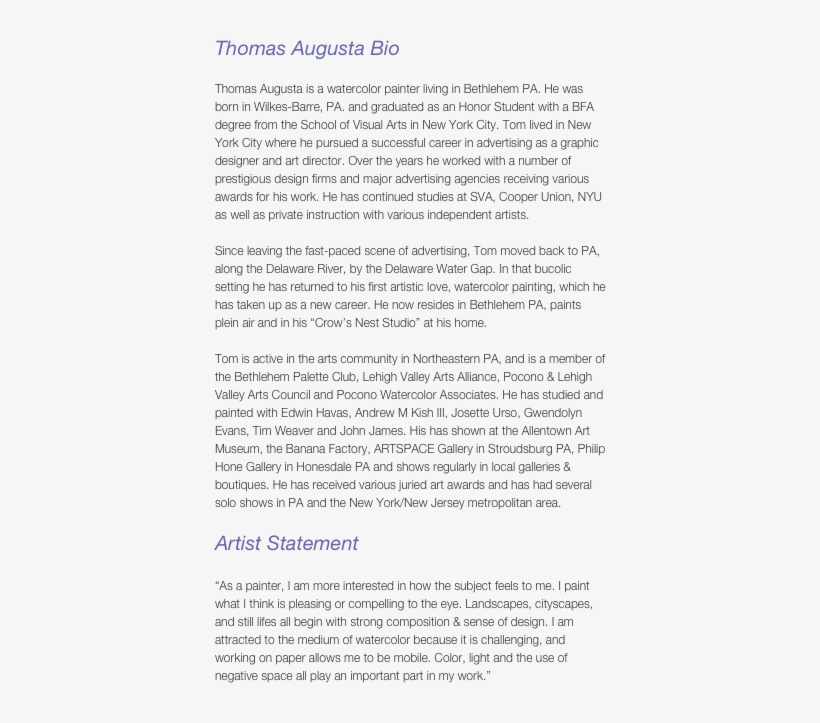 Thomas Augusta Bio Thomas Augusta Is A Watercolor Painter - Document, transparent png #9711