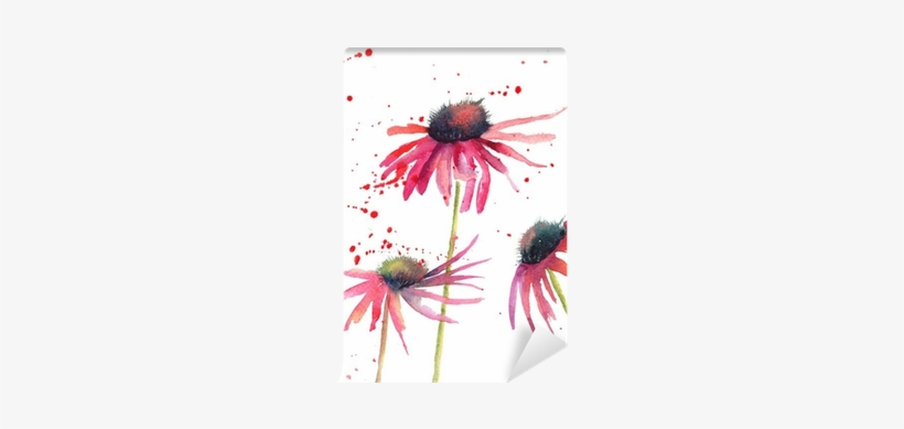 Summer Flowers, Watercolor Flowers Wall Mural • Pixers® - Watercolour Flowers Simple Painting, transparent png #9775