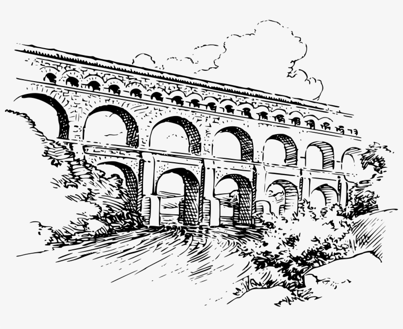 Pont Du Gard Ancient - Aqueduct Clipart, transparent png #9776