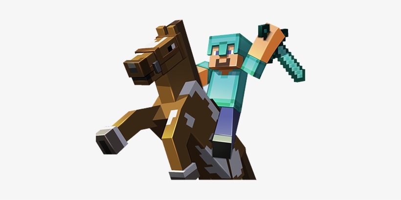 Steve Riding Horse - Minecraft Papercraft 48-piece Minecart Set, transparent png #9970