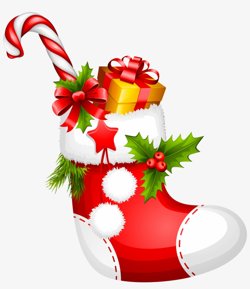 Christmas Stocking With Candy Cane Png Picture - Christmas Sock Png, transparent png #10021