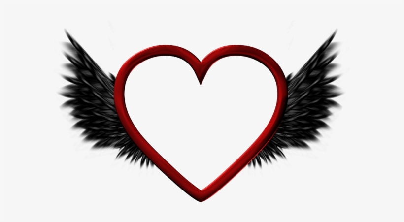 Red Transparent Heart With Black Wings Png Picture - Haert Wing Transpater, transparent png #10435