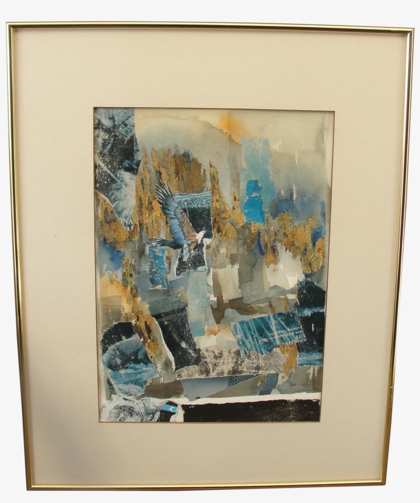 Abstract Watercolor Decoupage Mixed Media With Eagle - Picture Frame, transparent png #10521