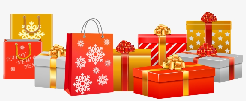 Clipart Christmas Gifts Merry Christmas And Happy New - Gift Center, transparent png #11461