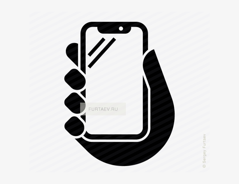 Iphone X In Hand Vector Icon Vector Black And White - Vector Graphics, transparent png #11649