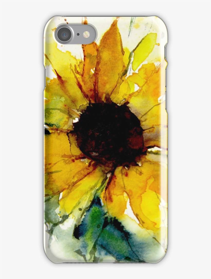 Sunflower Iphone 7 Snap Case - Water Color Tattoo Sunflower, transparent png #11789