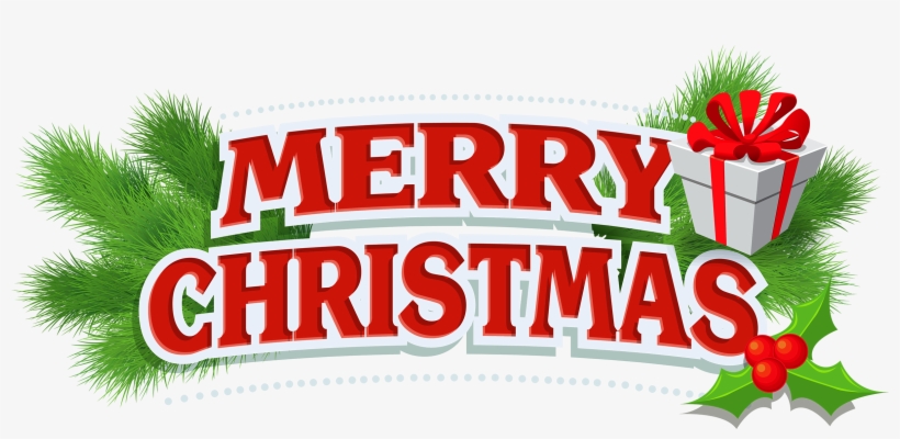 Merry Christmas Decor With Gift Png Clipart - Merry Christmas Png Text, transparent png #12124