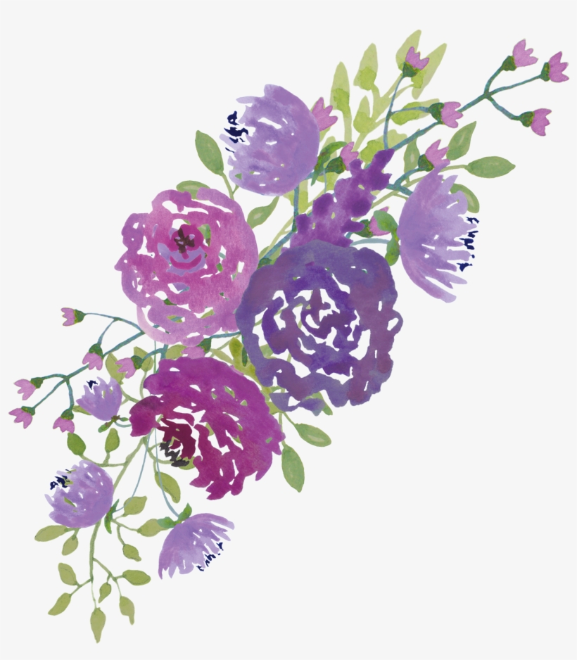 Com Wp-content Uploads 2017 02 Purple Vector - Watercolor Purple Flowers Png, transparent png #12722