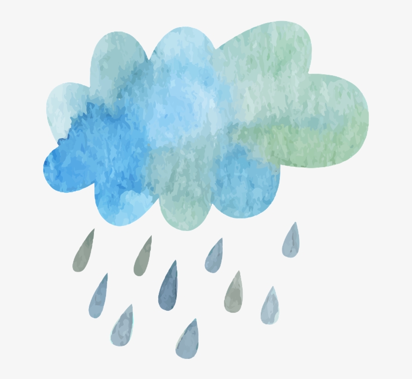 Ftestickers Watercolor Cloud Rain Blueandgreen - Cloud And Rain Png, transparent png #12739