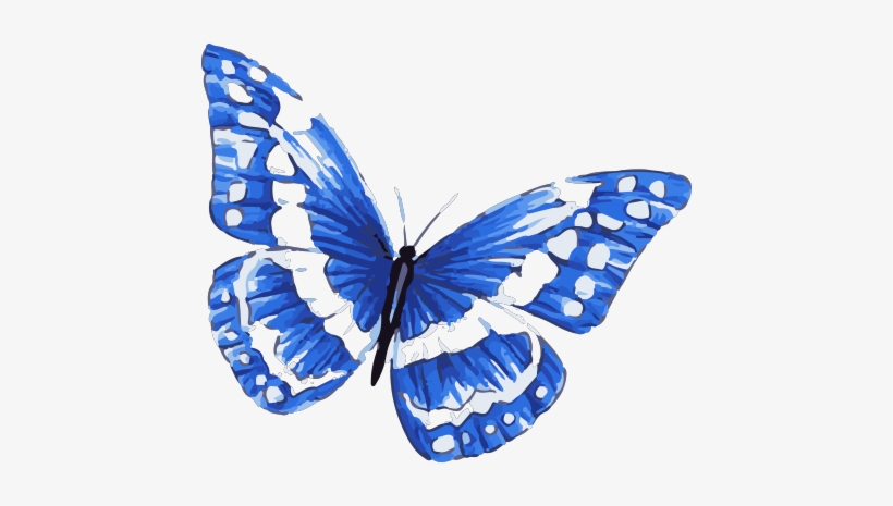 Blue Morpho Butterfly Tattoo In Watercolor Art With - Blue And White Butterfly Tattoo, transparent png #13592