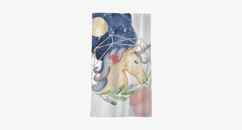 Cute Unicorn Watercolor Hand Drawn Merry Christmas - Illustration, transparent png #13610