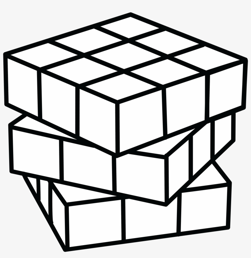 Cube Clipart Coloring Page - Rubix Cube Coloring Pages, transparent png #14371