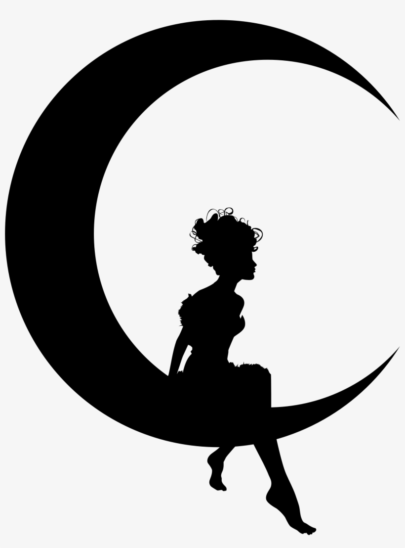 Nature - Girl Sitting On The Moon, transparent png #14582