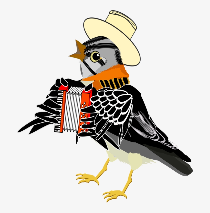 Bird Accordion Music Watercolor Painting - Wróbel Png, transparent png #15029