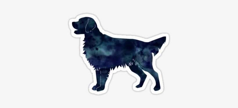 Golden Retriever And Flat-coated Retriever Black Watercolor - Flat Coated Retriever Outlines, transparent png #15203
