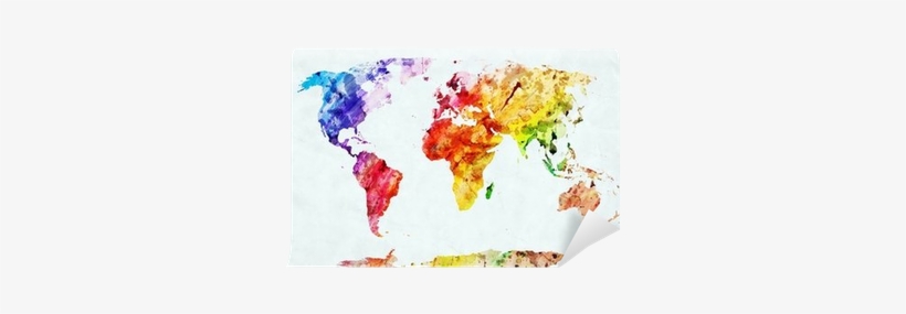 Watercolor World Map Wall Mural ✓ Easy Installation - World Map Artistic, transparent png #15596