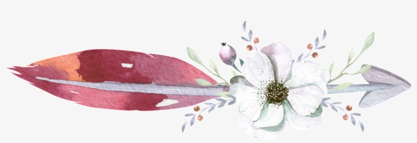 Flower Arrow Feather Watercolor Hand Painted Transparent - Watercolor Arrow Png, transparent png #15801