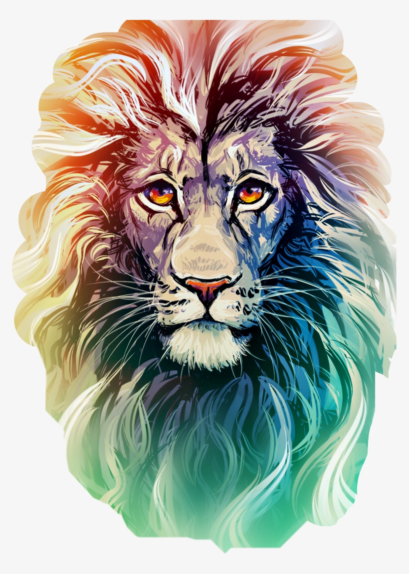 Report Abuse - Colored Lion Drawings, transparent png #15980