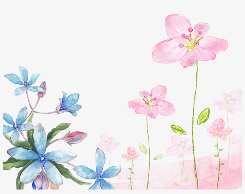 This Graphics Is Hand Painted Watercolor Flowers Decorative - Watercolor Flowers Background Png, transparent png #16641