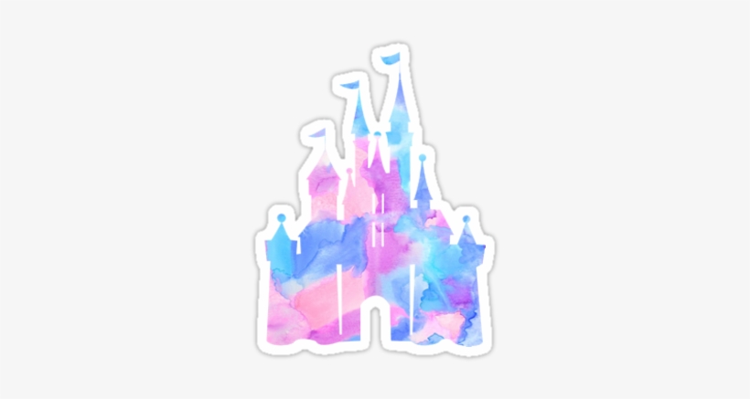 Watercolor Disney Castle Sticker - Disney Castle Stickers, transparent png #17973