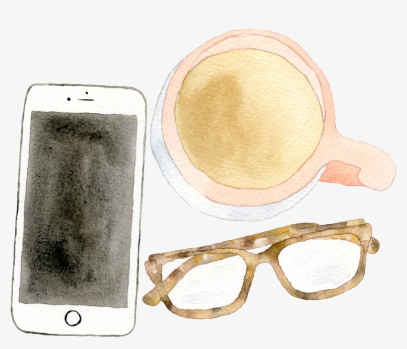 Watercolor Phone Mug Glasses - Watercolor Painting, transparent png #18012