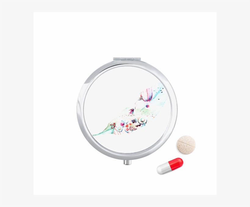 Leaf Fire Balloon Hat Camera Watercolor Painting Travel - Fit & Fresh Pocket Pill Case Euro-280, transparent png #18036