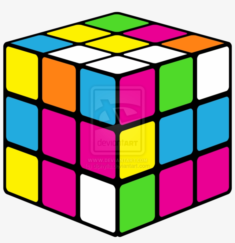 Neon Rubiks Cube Clipart - 80s Rubik's Cube Neon, transparent png #18081