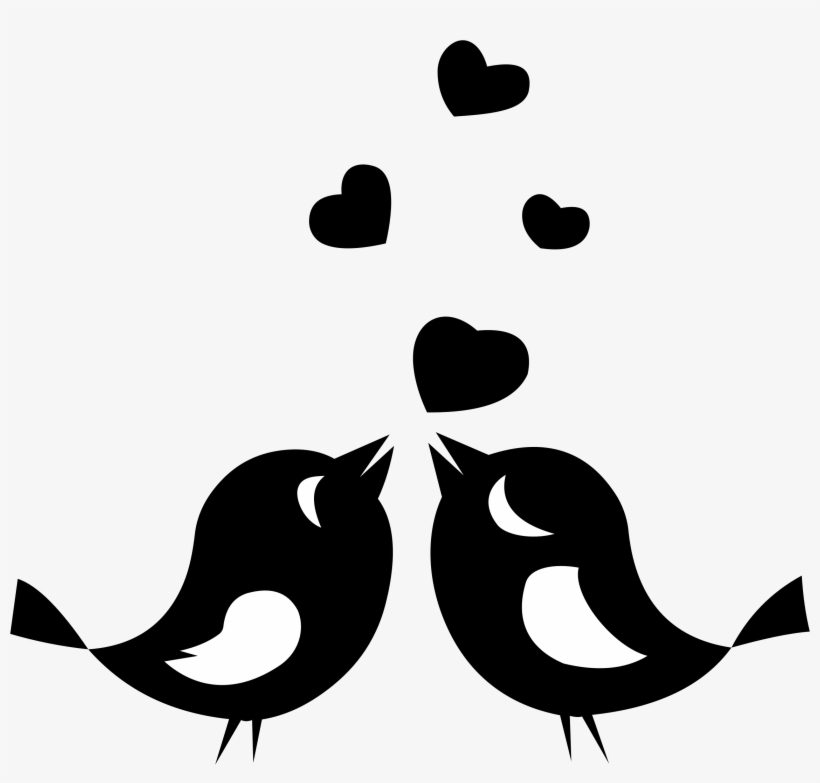 Clipart Love Birds With Hearts - Love Birds Silhouette Png, transparent png #18392