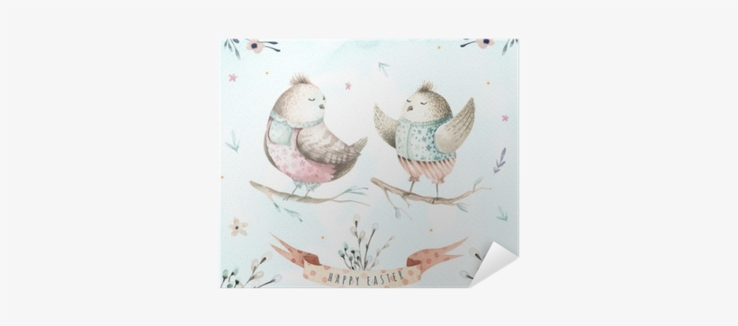 Hand Drawing Easter Watercolor Flying Cartoon Bird - Пасха Акварель, transparent png #18548