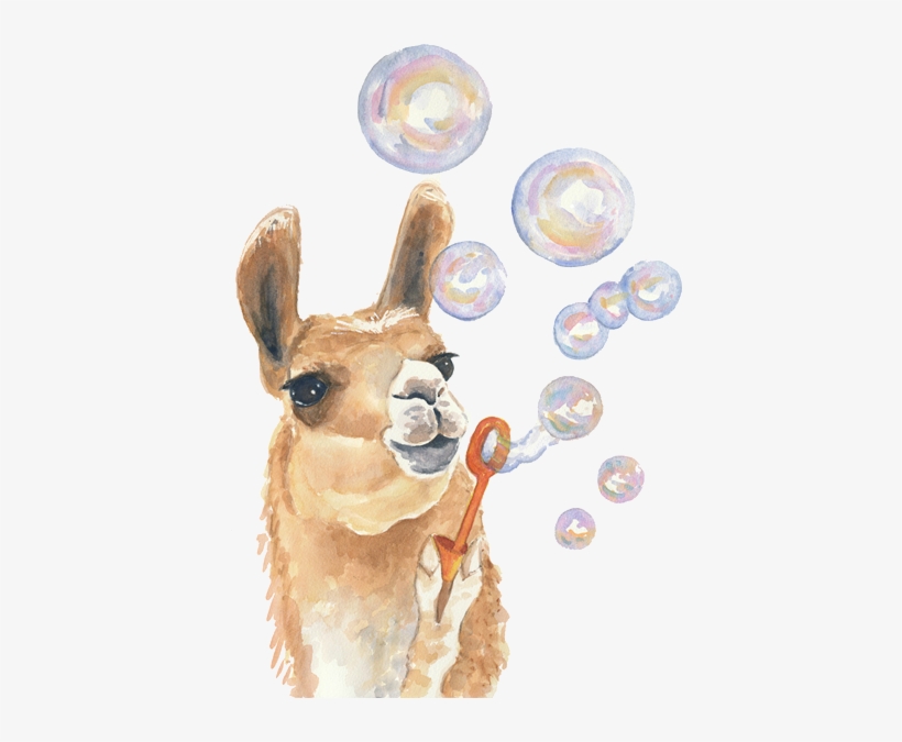 Llama Blowing Bubbles Lol Peru Vbs - Llama Watercolor, transparent png #18775