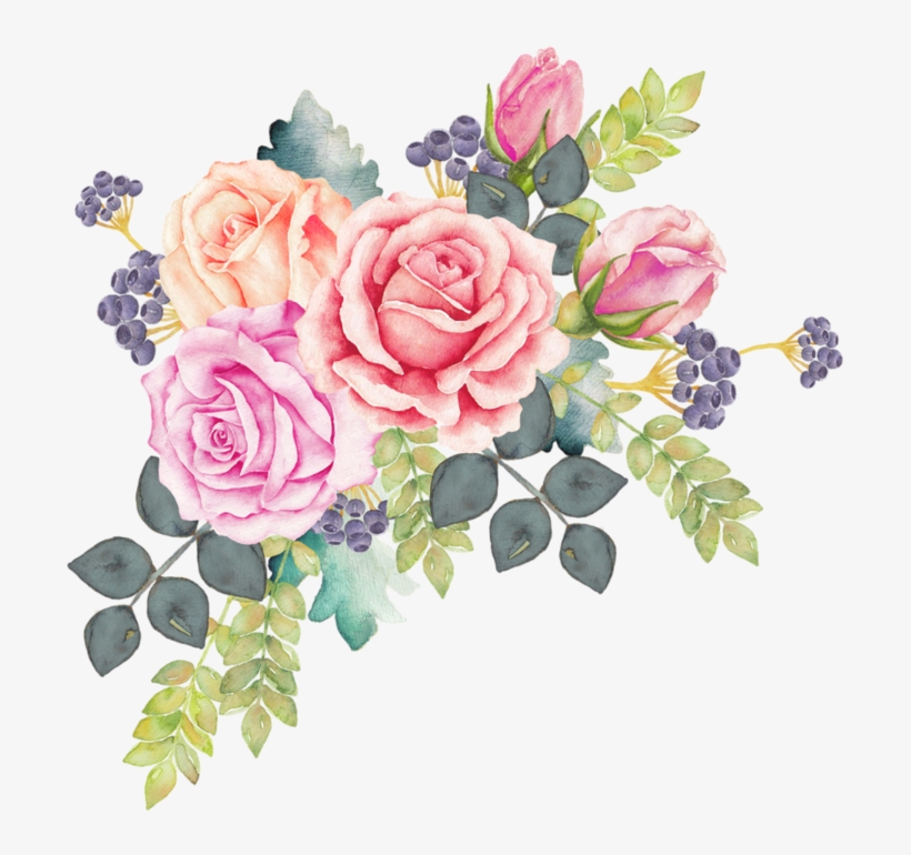 Watercolour Flowers Watercolor Painting Rose Clip Art - Watercolor Floral Wreath Png, transparent png #18964