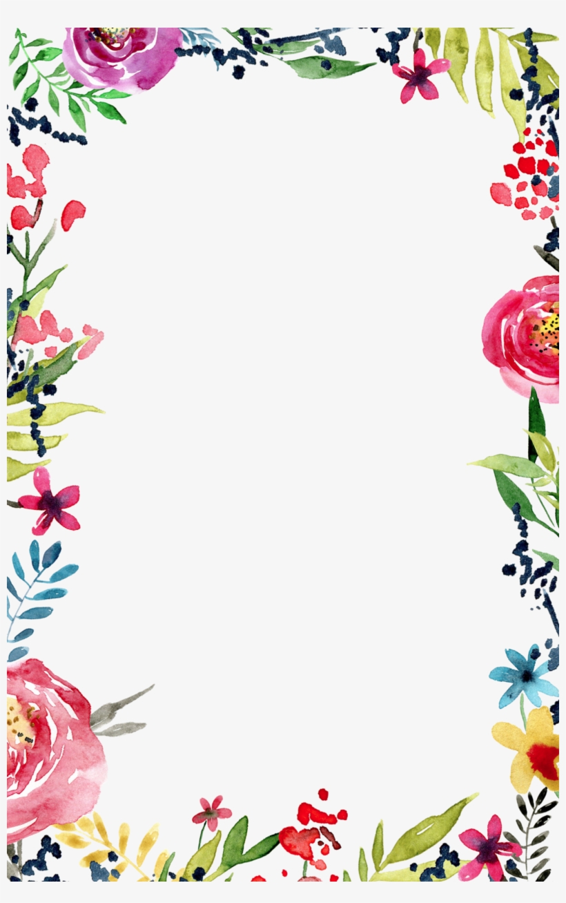 Border Design, Floral Watercolor Background, Watercolor - Border Line Design Flower, transparent png #19285