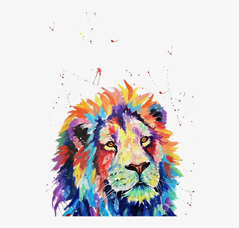 Bleed Area May Not Be Visible - Lion Watercolor Painting Png, transparent png #19787