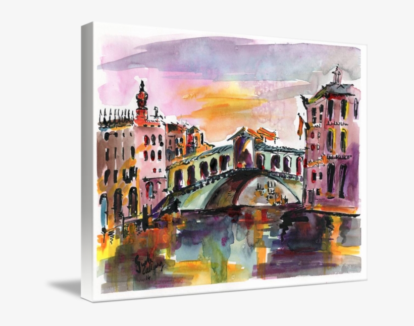 "venice Silence Rialto Bridge" By Ginette Callaway, - Imagekind Gallery-wrapped Canvas Art Print 32 X 23, transparent png #100808