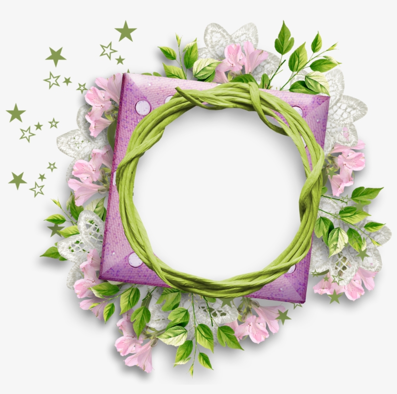 Purple Flower Clipart Round Flower Frame Round Flower - Flower Round Frame Png, transparent png #101353