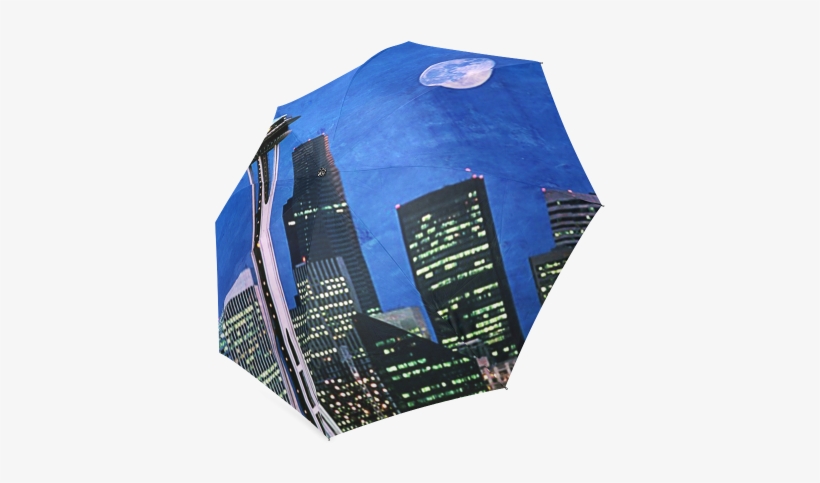 Seattle Space Needle Watercolor Foldable Umbrella - Blue Seattle Blue Seattle Blue Seattle 60" Curtains, transparent png #101511