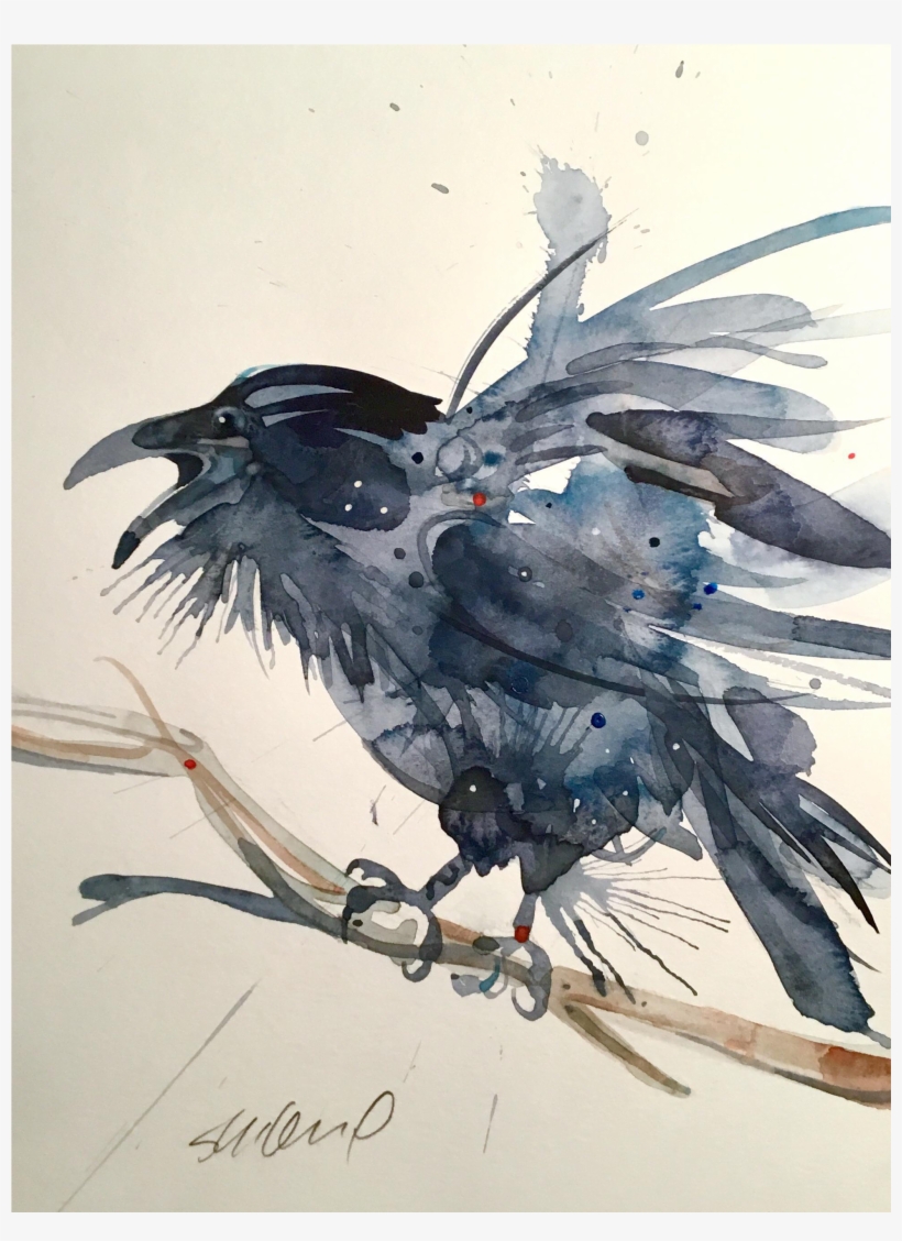 Original Raven Watercolor Painting - Watercolor Painting, transparent png #101606
