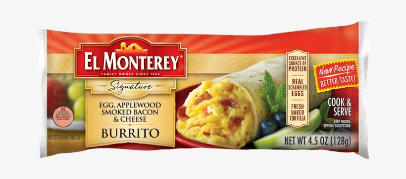 Egg & Bacon Burrito - El Monterey Signature Burrito, Egg, Sausage, Cheese, transparent png #101973