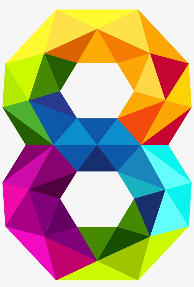 Triangles Number Eight Png Image Gallery View - Colourful Triangles Number 8, transparent png #102297