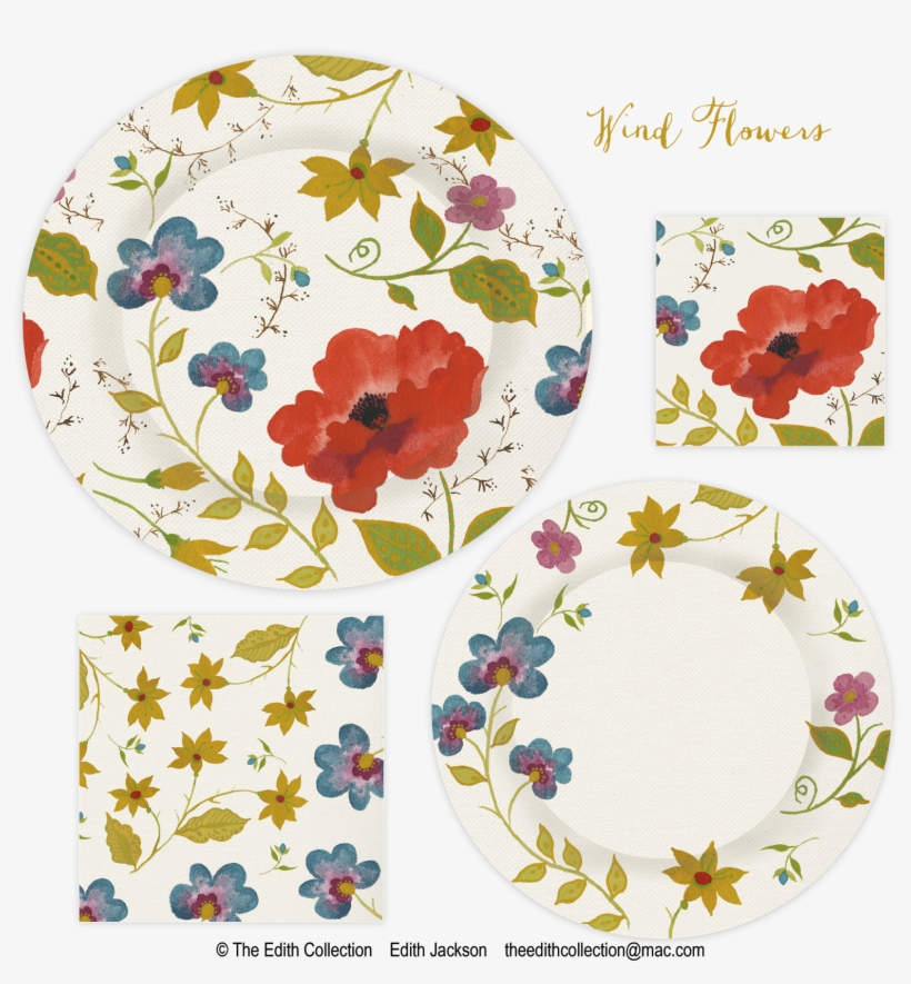 Paper Plate Watercolor Florals - Poppy, transparent png #102672