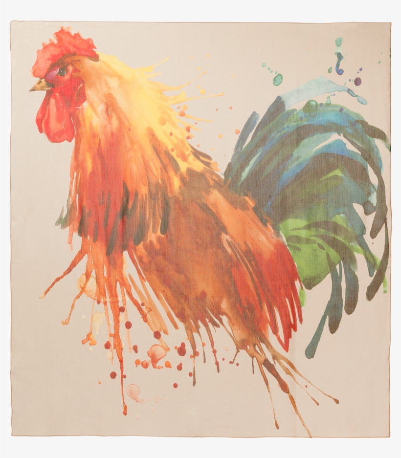 Rooster Print Scarf - Galo Aquarela, transparent png #102780