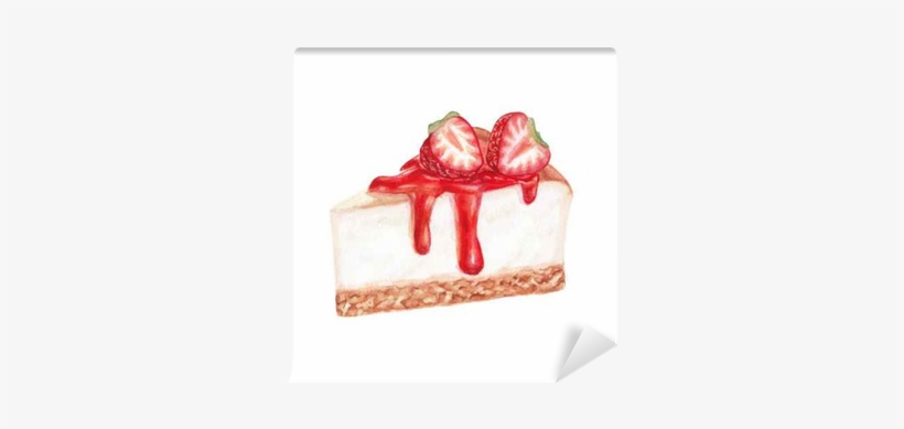 Watercolor Strawbarry Cheesecake Wall Mural • Pixers® - Watercolor Painting, transparent png #103379