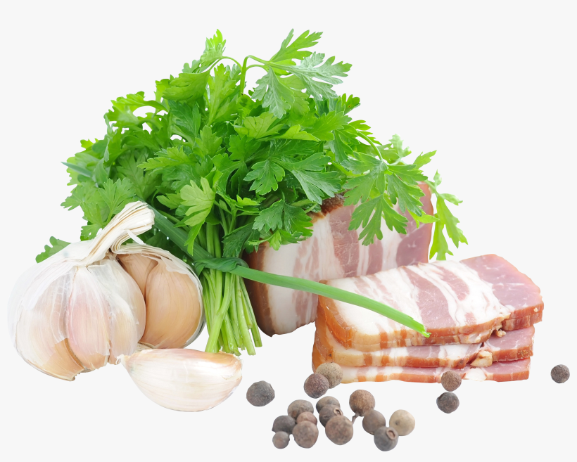 Bacon Png With Coriander Leaves - Сало С Зеленью Пнг, transparent png #104191