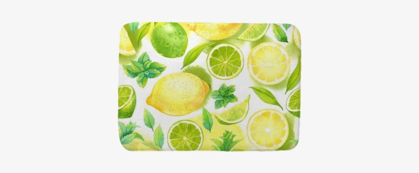 Seamless Pattern With Watercolor Lime, Lemon And Mint - Citrus Pattern By Achtung - Customized Wallpaper Patterns, transparent png #104476