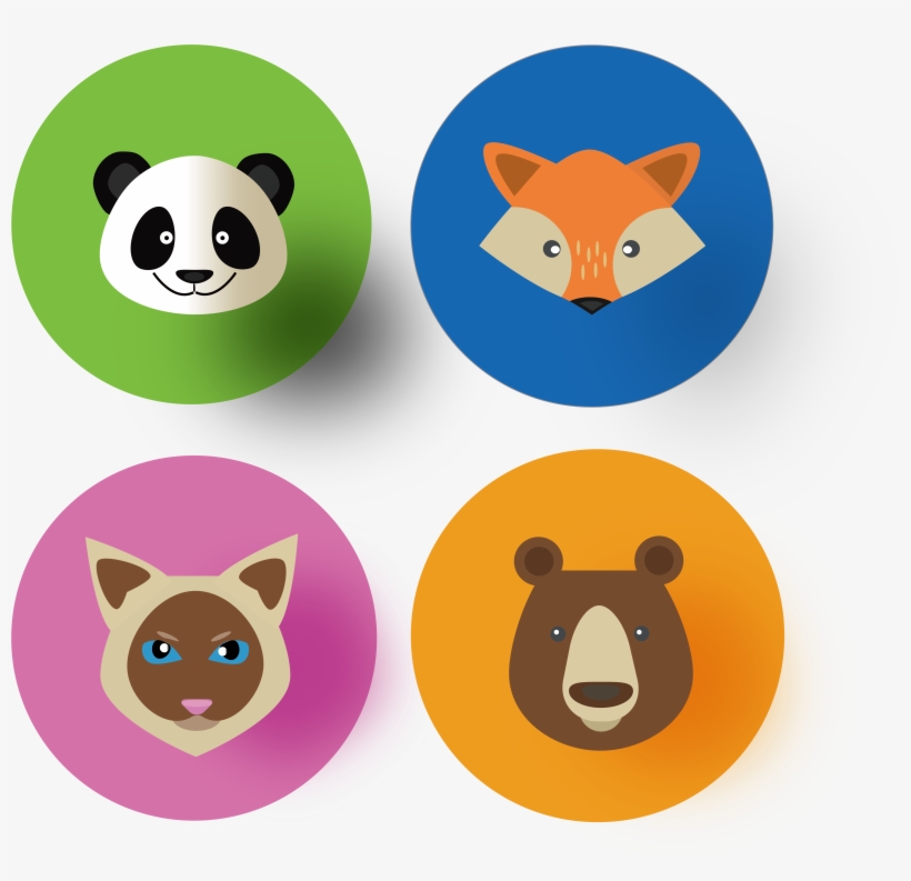 Round Color Animal Panda Fox Icon Vector Flat Icon - Icon, transparent png #104570