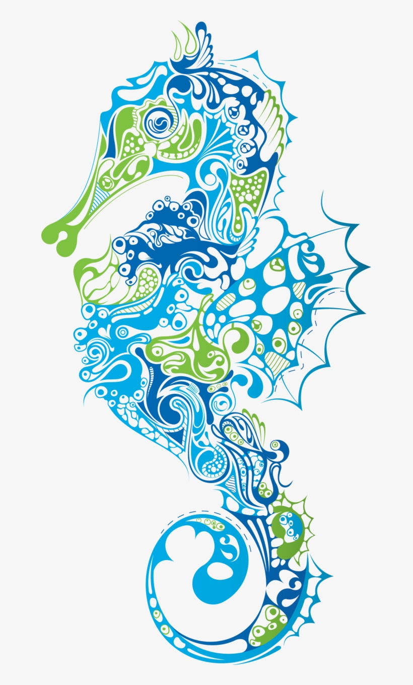Seafood Clipart Watercolor - Blue Seahorse Clipart, transparent png #105540
