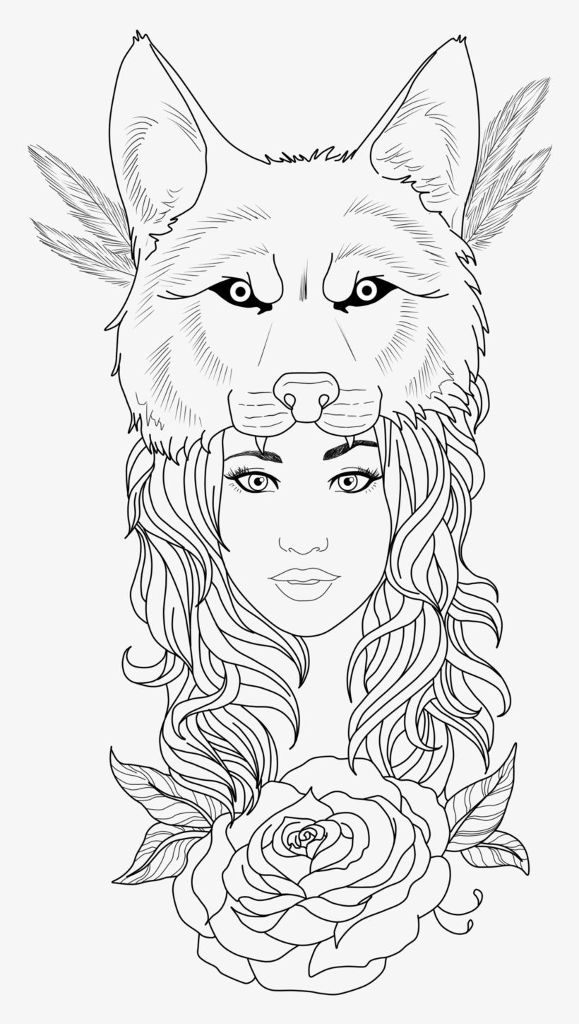 Wolf Tattoos Clipart Girl - Wolf Girl Tattoo Designs, transparent png #105967