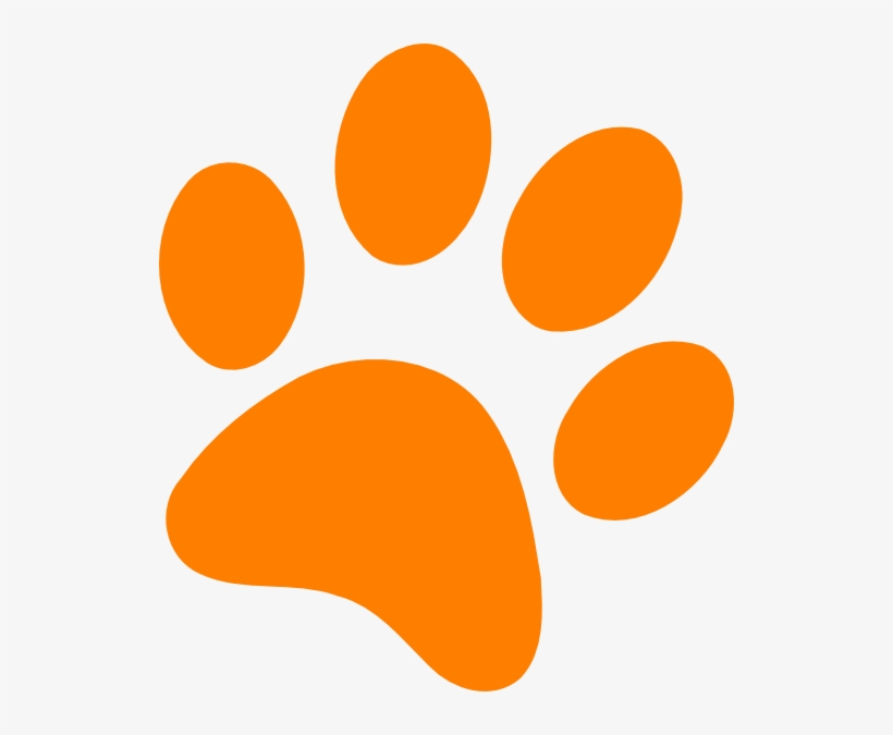 Orange Cat Paw - Orange Paw Print Clip Art, transparent png #106610