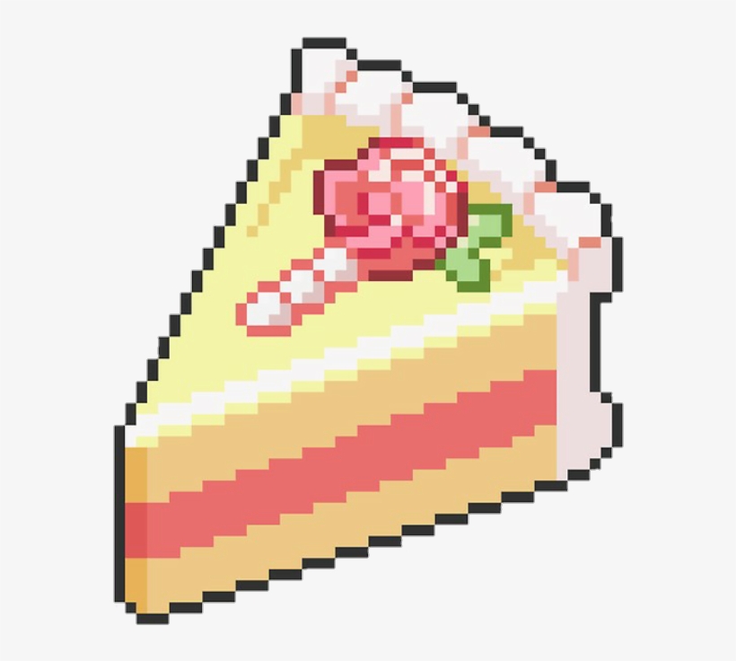 Food Pixel Cake Png Tumblr Pastel Pink Yellow Rose - Pixel Cake Png, transparent png #106995