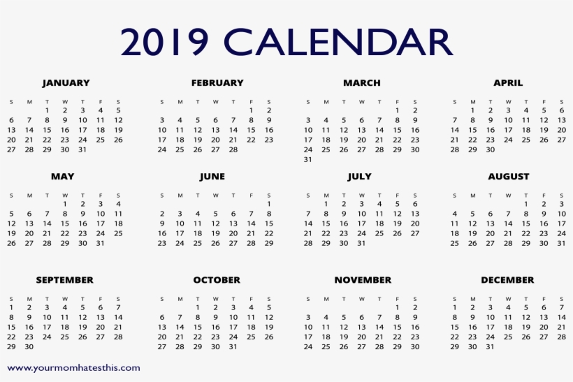 Free 2019 Excel Calendar - 2019 Free Calendar Templates, transparent png #107583